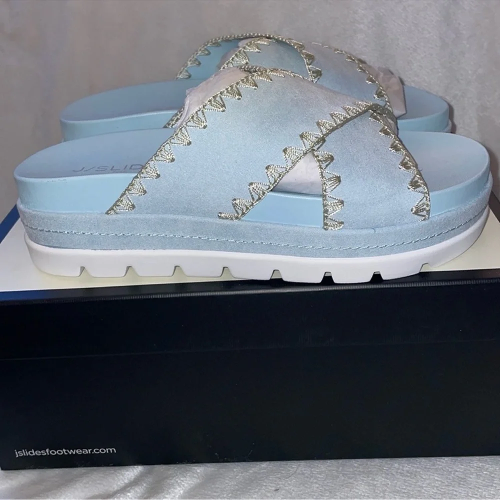 NIB J/SLIDES BAE Light Blue Faux Suede Sandal ANTHROPOLOGIE - Picture 8 of 11